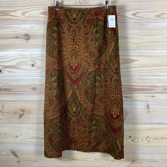 NWT Vintage Talbots Collection Women 16 Maxi Skirt Brown Paisley Wool Italy